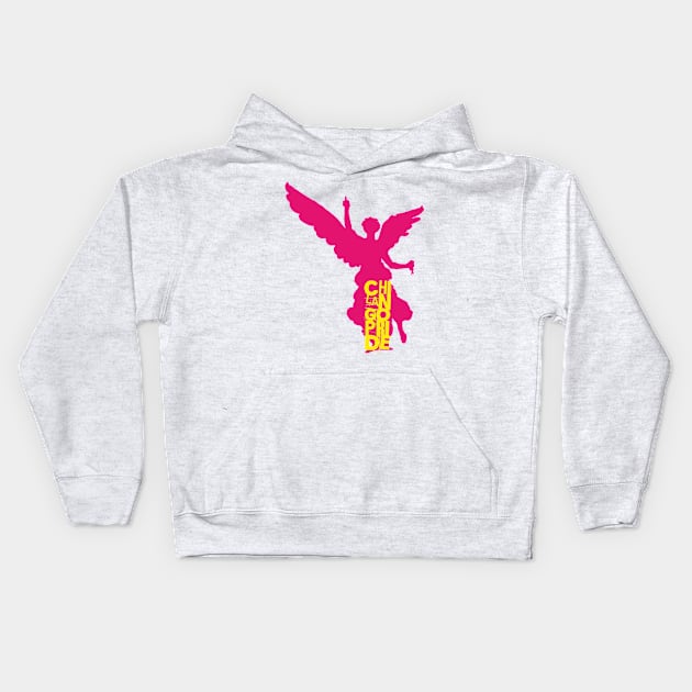 Chilango Pride / Orgullo Chilango Logo Version 2 with Attitude Pink Yellow Kids Hoodie by chilangopride